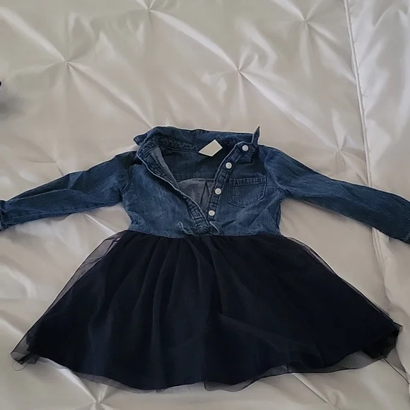 oshkosh denim tulle dress OshKosh Bgosh Denim Tutu Jumper Dress Sz 12M | Vestbak Overall Dress
